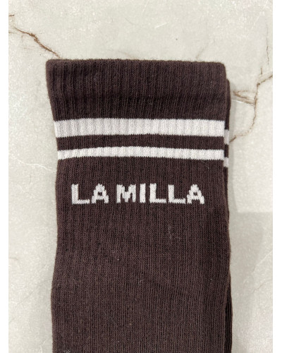 Skarpetki prążkowane z napisem La Milla czekoladowe