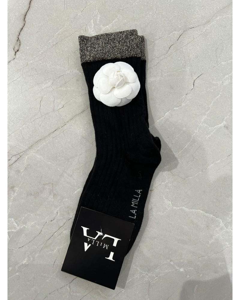 Skarpetki z różą La Milla czarne ze złotym
