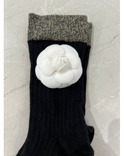Skarpetki z różą La Milla czarne ze złotym