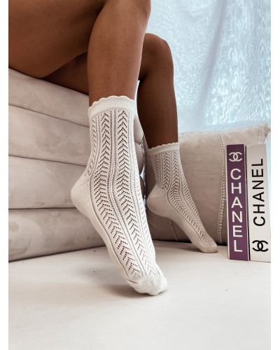 Skarpetki w jodełkę TINA białe