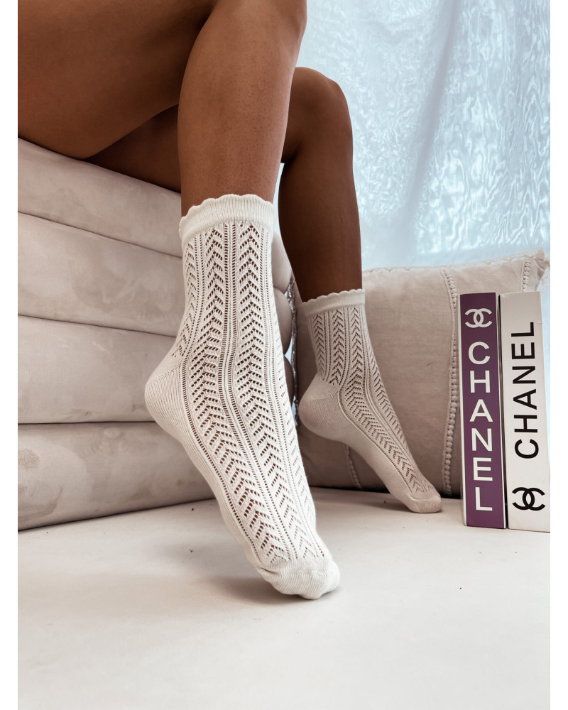 Skarpetki w jodełkę TINA białe