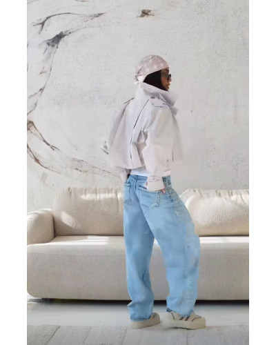 Krótki trencz By o la la...! jasny beż