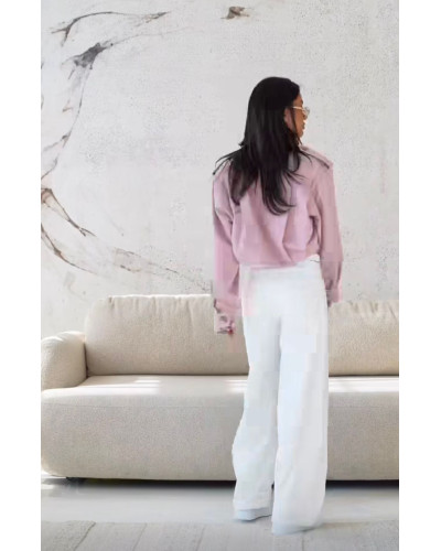 Krótki trencz By o la la...! różowy