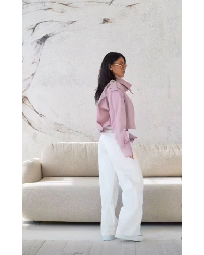 Krótki trencz By o la la...! różowy