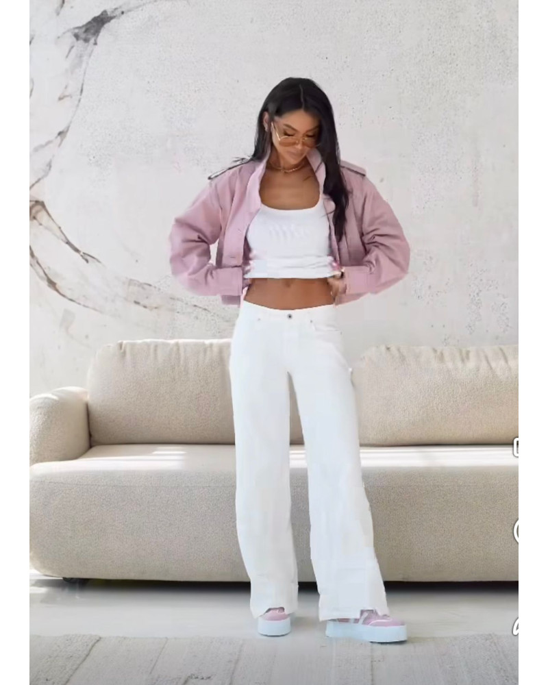 Krótki trencz By o la la...! różowy