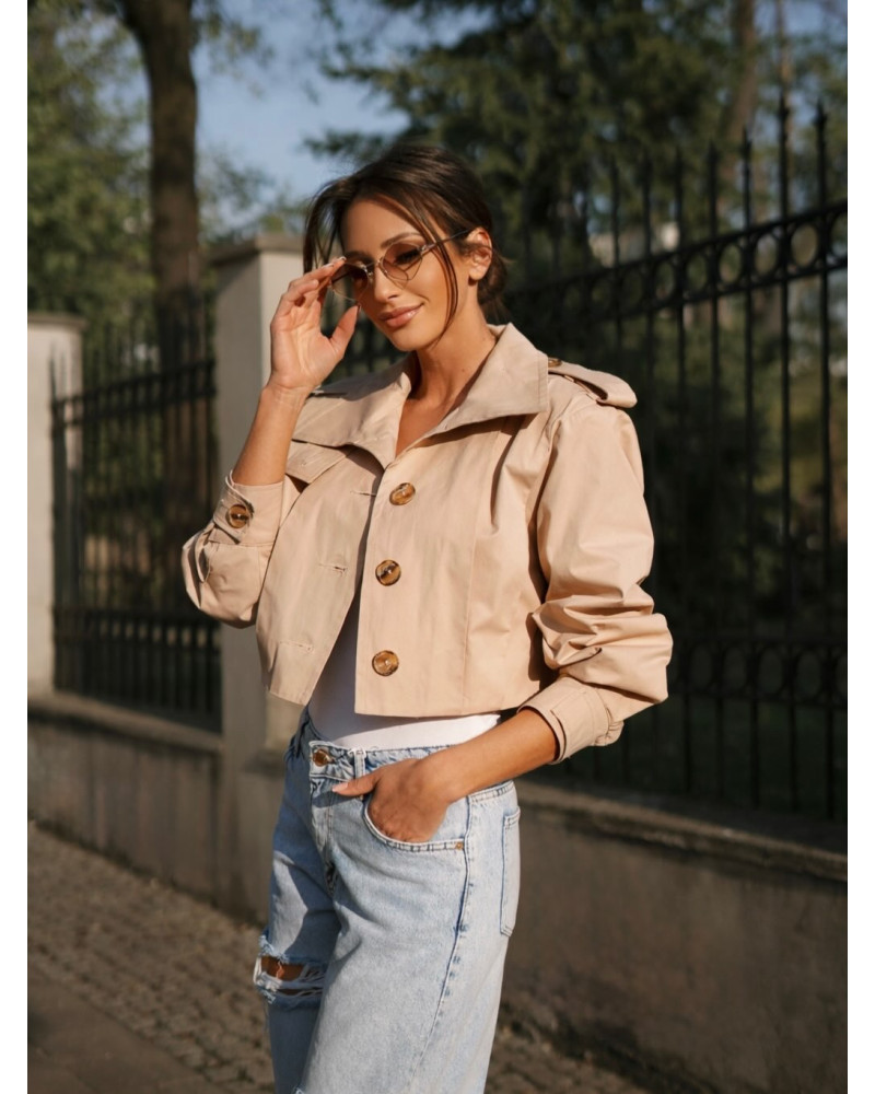 Krótki trencz By o la la...! ciepły beż