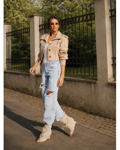 Krótki trencz By o la la...! ciepły beż