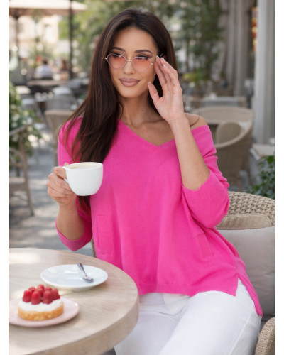 Sweterek w szpic By o la la...! fuksja