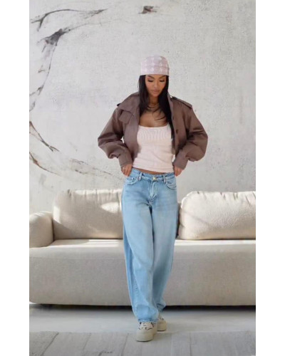 Krótki trencz By o la la...! czekoladowy