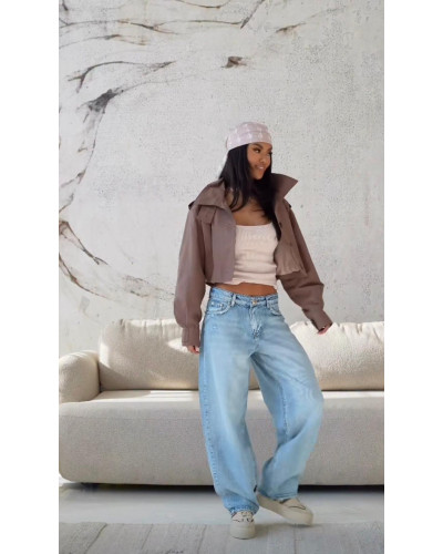 Krótki trencz By o la la...! czekoladowy