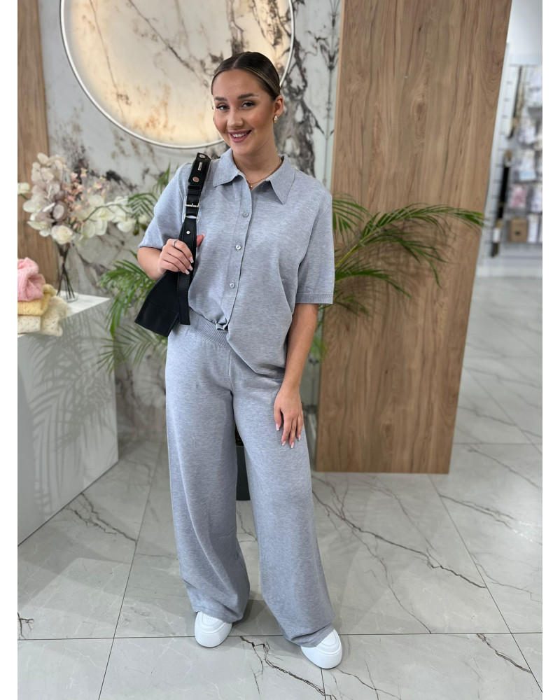 Komplet dzianinowy By o la la...! szary melanż