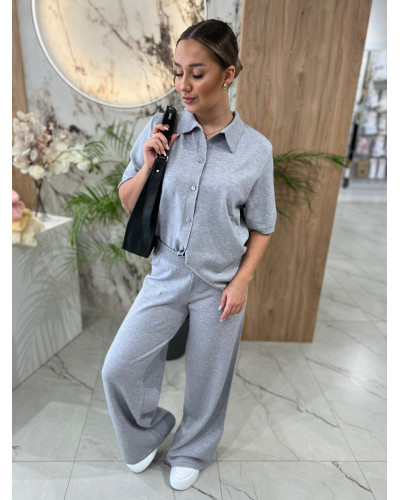 Komplet dzianinowy By o la la...! szary melanż