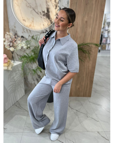 Komplet dzianinowy By o la la...! szary melanż