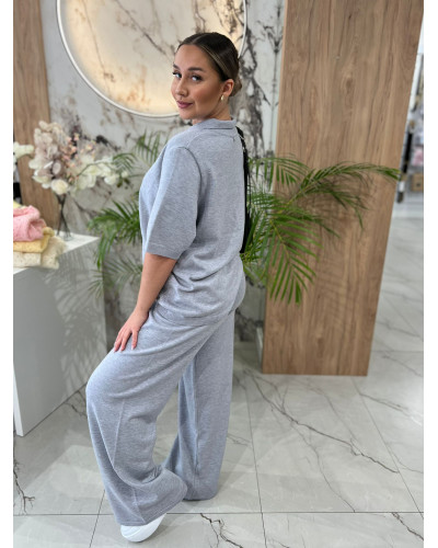 Komplet dzianinowy By o la la...! szary melanż