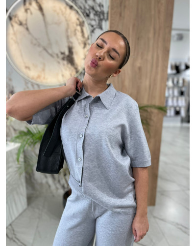 Komplet dzianinowy By o la la...! szary melanż