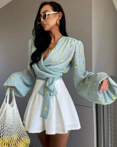 Koszula wiązana w cytrynki La Milla błękitna