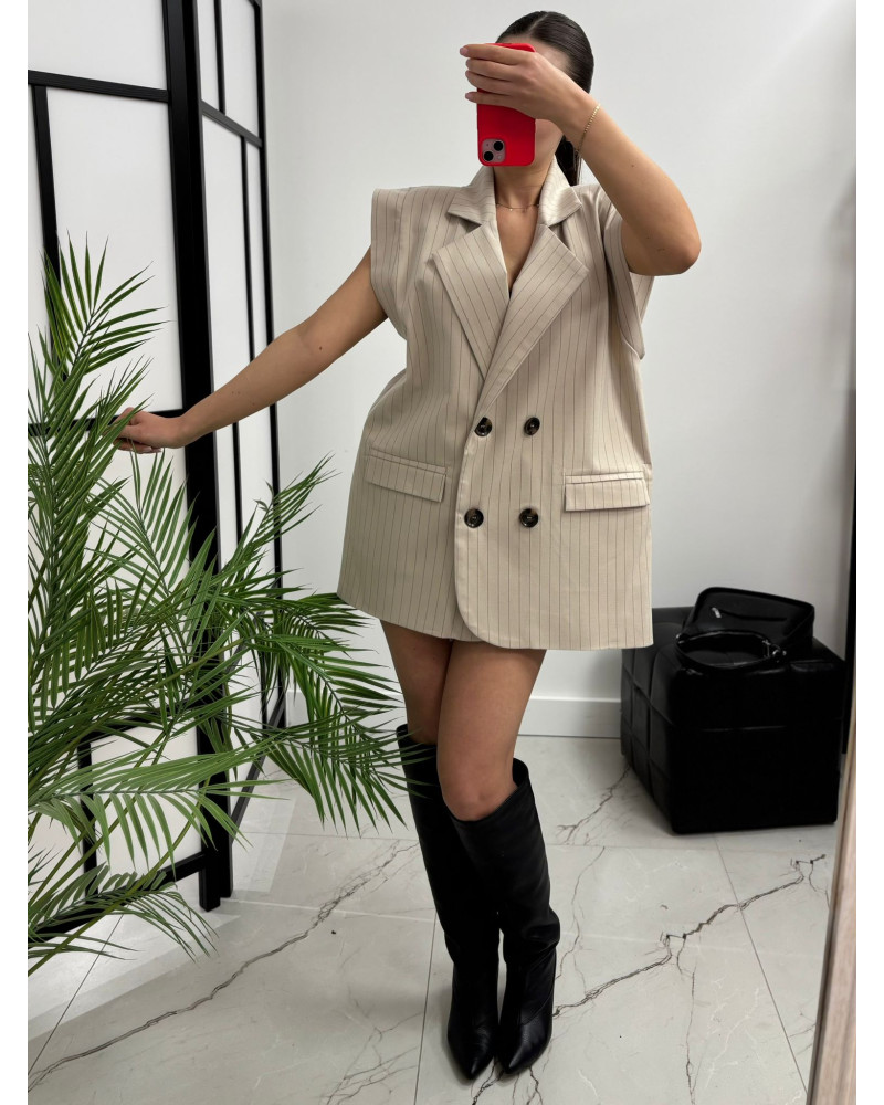 Kamizelka materiałowa w paski La Milla beżowa