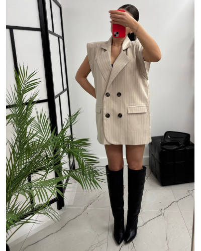 Kamizelka materiałowa w paski La Milla beżowa