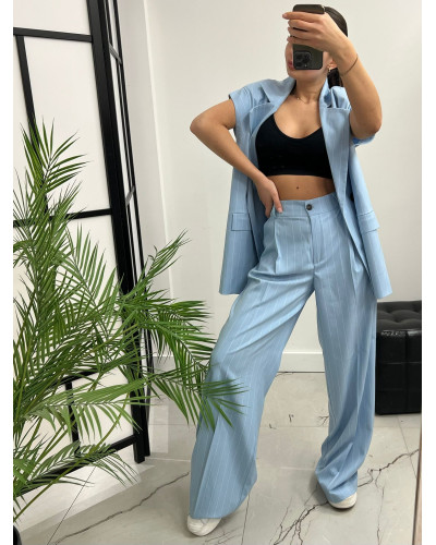 Spodnie materiałowe w paski La Milla błękitne