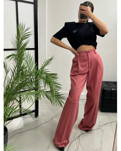 Spodnie materiałowe z szeroką nogawką La Milla szminka