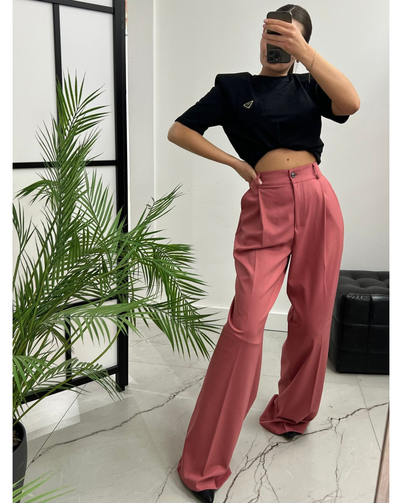 Spodnie materiałowe z szeroką nogawką La Milla szminka