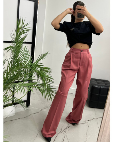 Spodnie materiałowe z szeroką nogawką La Milla szminka