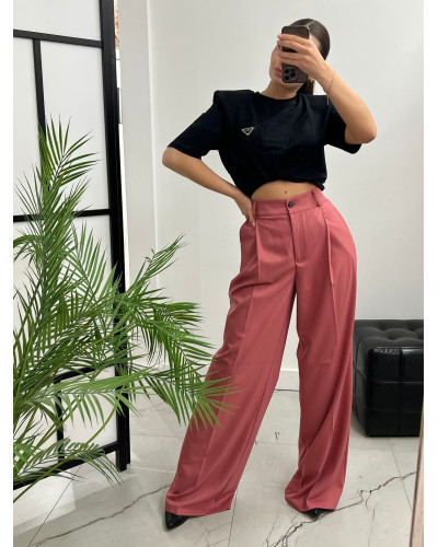 Spodnie materiałowe z szeroką nogawką La Milla szminka