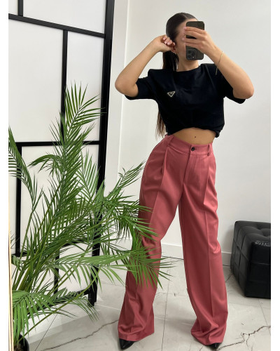 Spodnie materiałowe z szeroką nogawką La Milla szminka