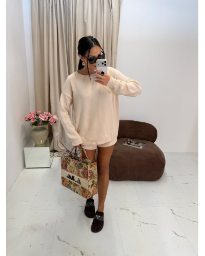 Komplet dzianinowy ze spodenkami La Milla beżowy