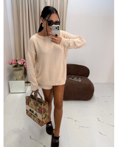 Komplet dzianinowy ze spodenkami La Milla beżowy