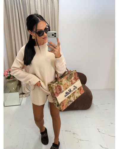 Komplet dzianinowy ze spodenkami La Milla beżowy