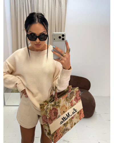 Komplet dzianinowy ze spodenkami La Milla beżowy