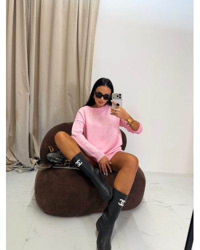 Komplet dzianinowy ze spodenkami La Milla różowy