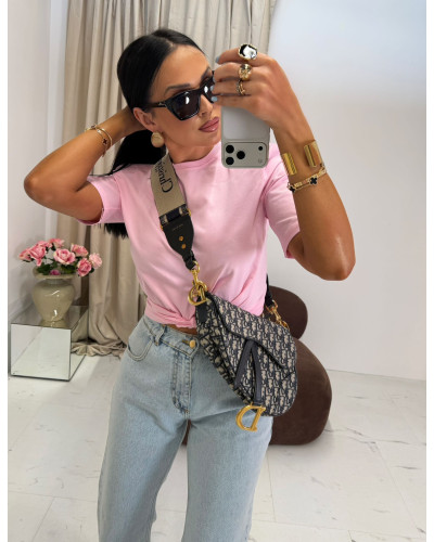 T-shirt gładki La Milla różowy