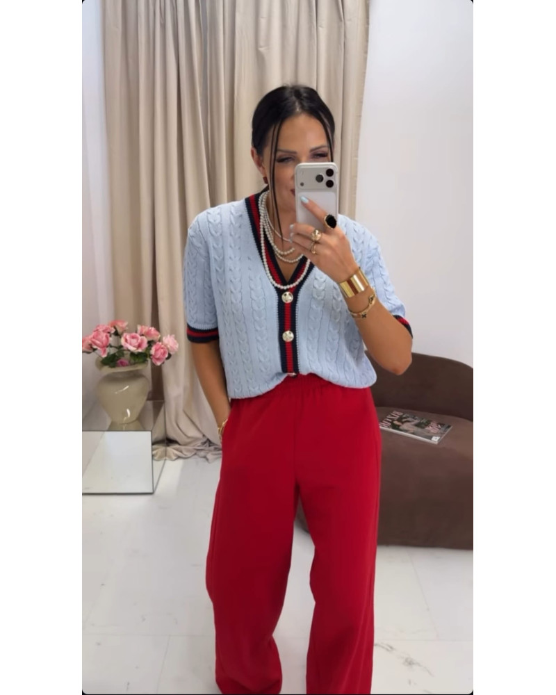 Sweter z guzikami La Milla niebieski