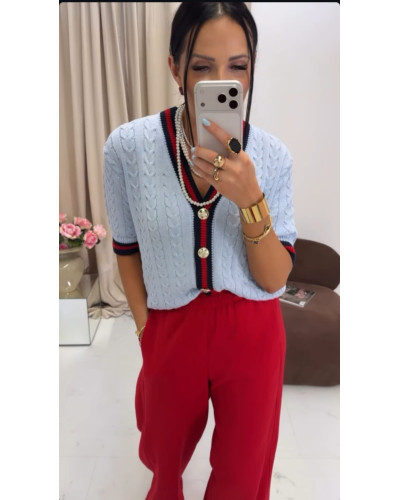 Sweter z guzikami La Milla niebieski