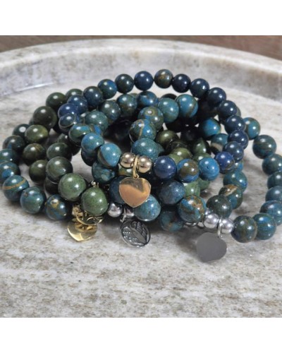 Bransoletka pawie oko By o la la...! ze srebrną zawieszką