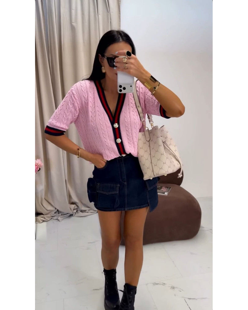 Sweter z guzikami La Milla różowy