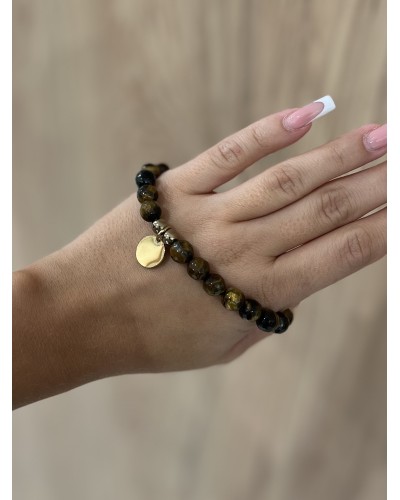 Bransoletka tygrysie oko By o la la...! ze złotą zawieszką