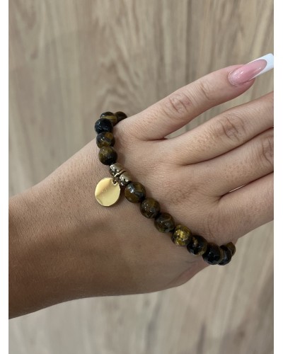 Bransoletka tygrysie oko By o la la...! ze złotą zawieszką