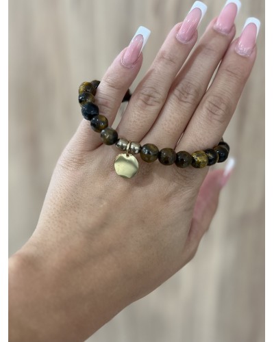 Bransoletka tygrysie oko By o la la...! ze złotą zawieszką