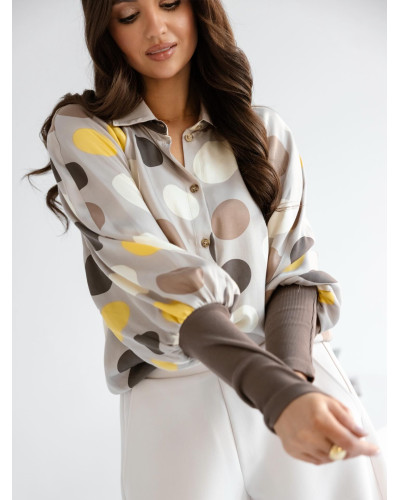 Koszula w grochy By o la la...! szara z sunshine