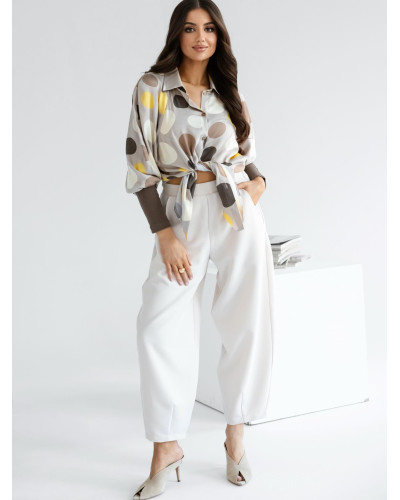 Koszula w grochy By o la la...! szara z sunshine