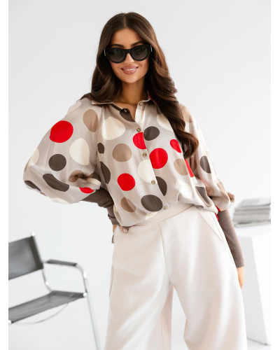 Koszula w grochy By o la la...! szara z red kiss