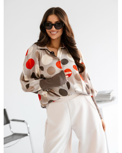 Koszula w grochy By o la la...! szara z red kiss