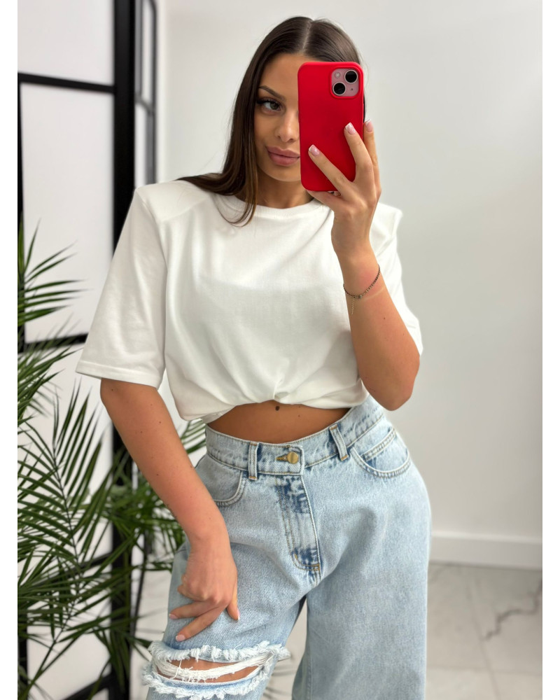 T-shirt gładki La Milla śmietankowy