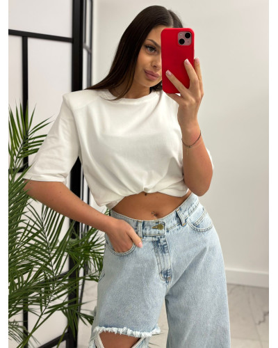 T-shirt gładki La Milla śmietankowy