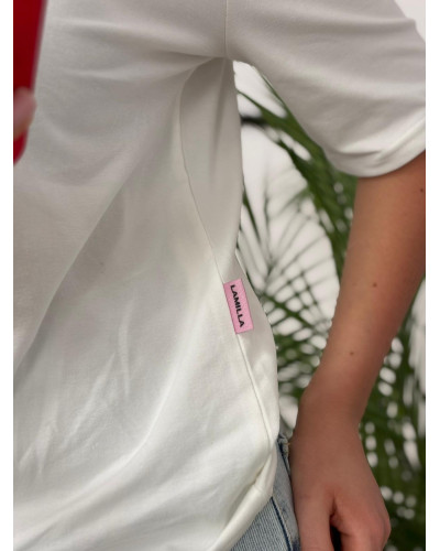 T-shirt gładki La Milla śmietankowy