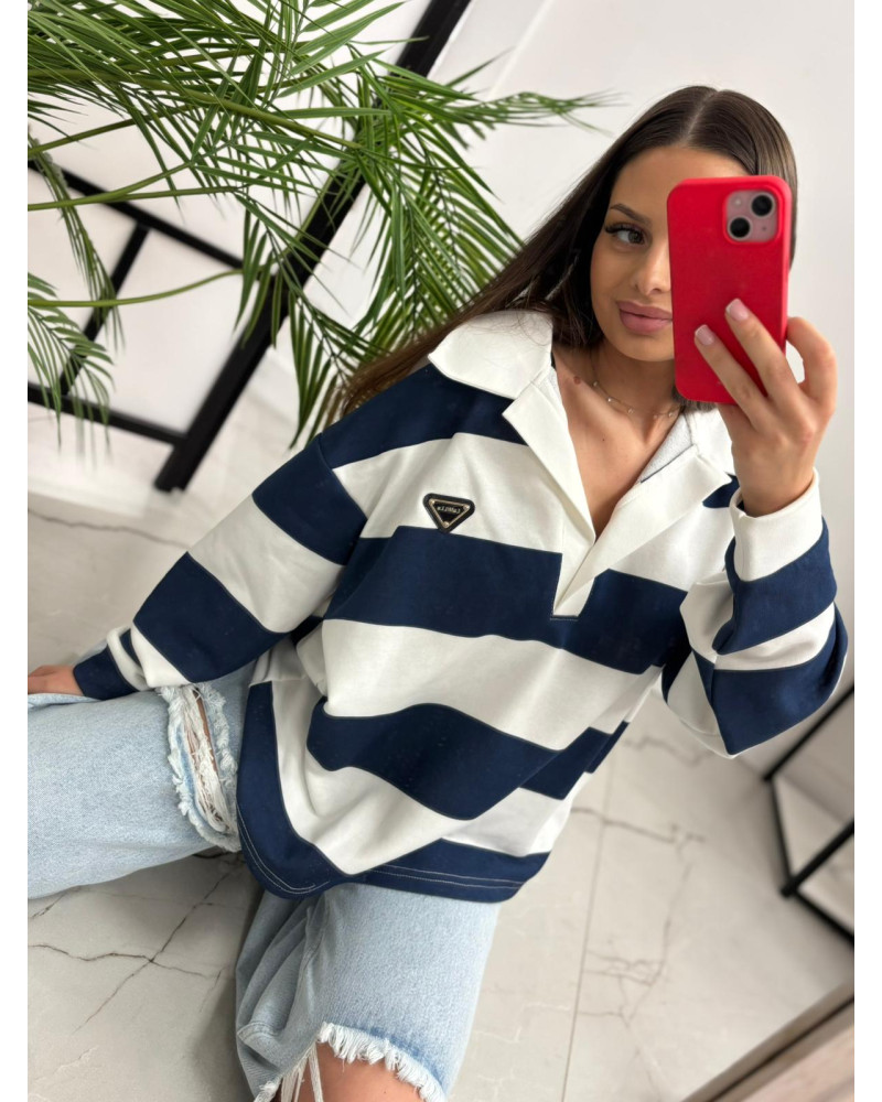 Bluza z kołnierzykiem La Milla granat z białym