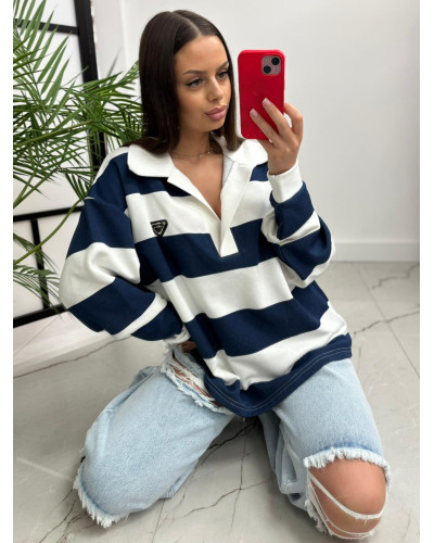 Bluza z kołnierzykiem La Milla granat z białym